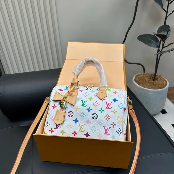Louis Vuitton X 村上隆，Louis Vuitton X 村上隆 Speedy, Louis Vuitton X 村上隆 マルチカラー，Louis Vuitton Speedy Bandoulière 25, Louis Vuitton ホワイト マルチカラー バッグ，Louis Vuitton X 村上隆 限定，Louis Vuitton アートコラボ ハンドバッグ