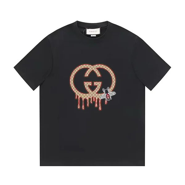 Gucci 新款 短袖 T シャツ，シンプル印花 デジタルプリント，ブラック 男女同款 T シャツ，色彩搭配 快適着心地，デジタルプリント工芸 トップス，ユニセックス ブラック T シャツ，シンプルファッション ガーメント