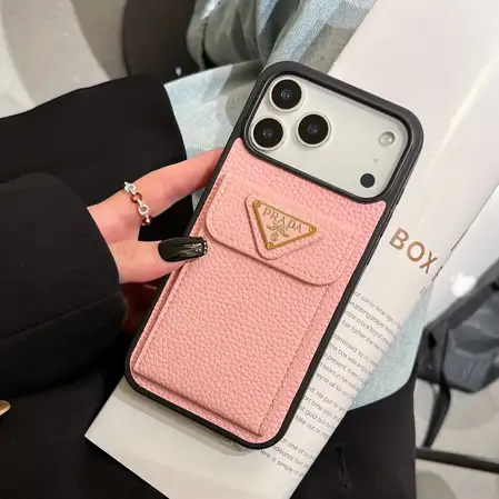 プラダ PRADA シボ革調 マグネット開閉式カードポケット付き iPhone ケース 7 色展開