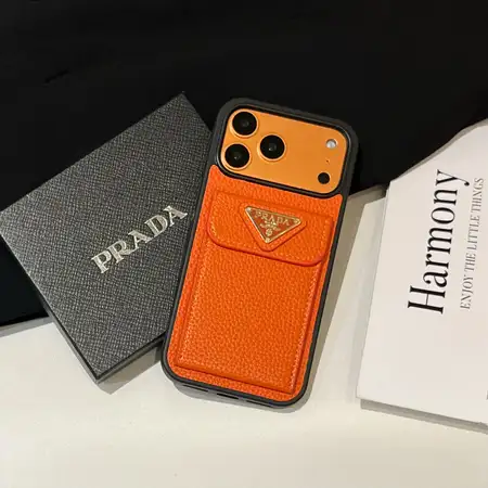 プラダ PRADA シボ革調 マグネット開閉式カードポケット付き iPhone ケース 7 色展開