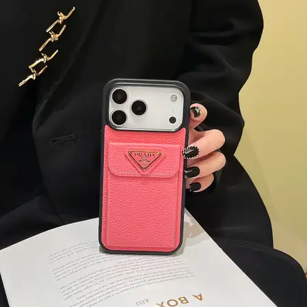プラダ PRADA シボ革調 マグネット開閉式カードポケット付き iPhone ケース 7 色展開