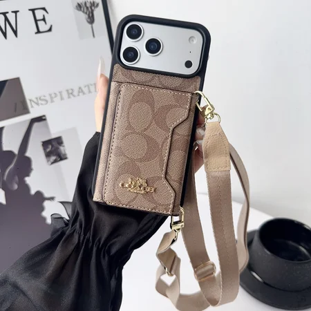 コーチ Coach シグネチャー柄 ショルダーストラップ付き カードポケット一体型 iPhone ケース 3 色展開