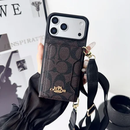 コーチ Coach シグネチャー柄 ショルダーストラップ付き カードポケット一体型 iPhone ケース 3 色展開