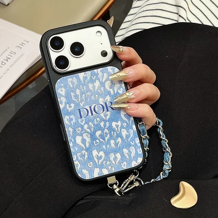 ディオール Dior デニム調 チェーンストラップ付き iPhone ケース オブリーク柄 ヒョウ柄 2 デザイン