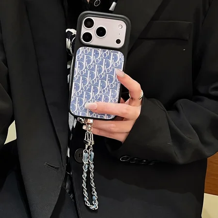 ディオール Dior デニム調 チェーンストラップ付き iPhone ケース オブリーク柄 ヒョウ柄 2 デザイン