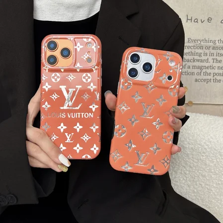 ルイヴィトン オレンジ モノグラム柄 シルバーメタリック加工 iPhone ケース 光沢 / マット 2 デザイン