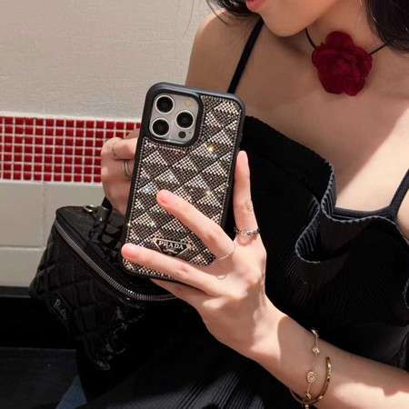 プラダ iphone18ケース ストーン装飾